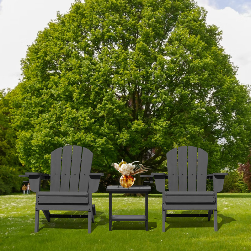 Folding Resin Adirondack Chairs (set Of 2), Gray