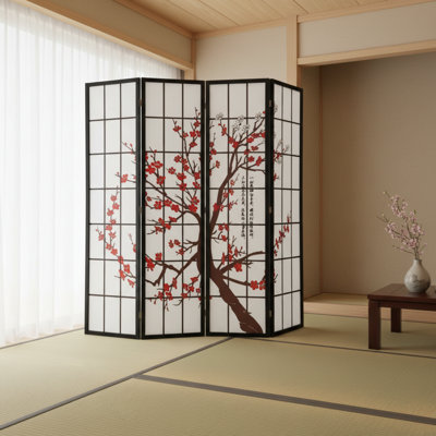 Four-Panel Folding Partition, Independent And Portable Privacy Screen, White Is A Versatile Color.