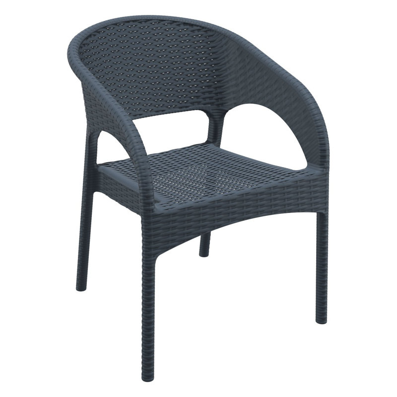 Tomosuke Stackable Patio Dining Chair , Dark Gray