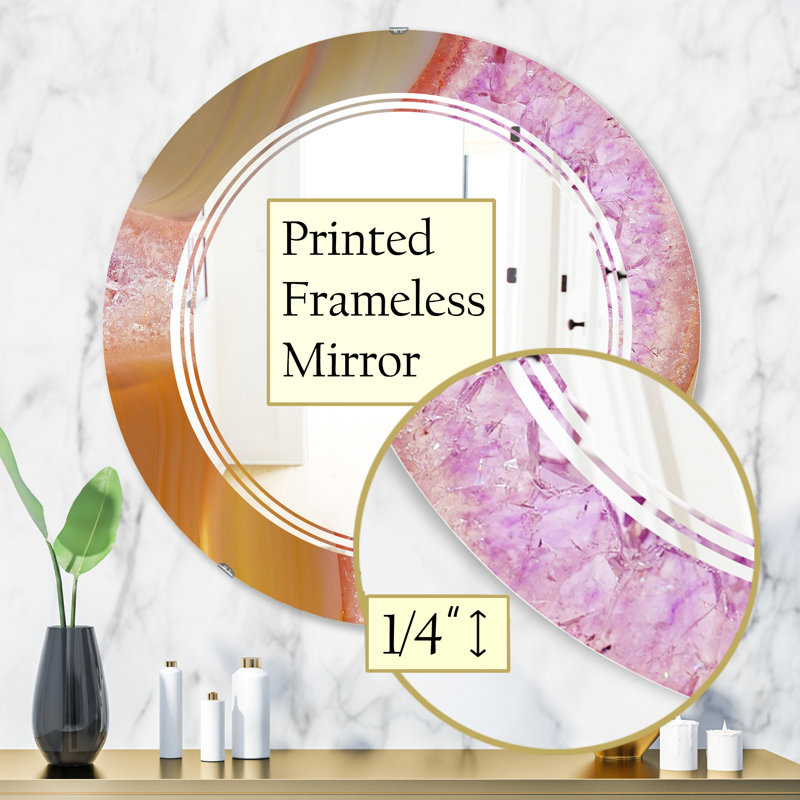 Miroir mural moderne triple C Crystals en agate, 23,6 po x 23,6 po