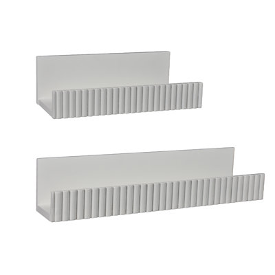 American Art Decor Ribbed 2-Piece Floating Wall Shelf Set, White shabby elegance