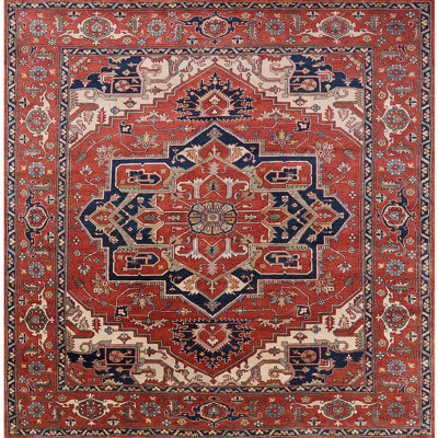 Tapis oriental orange / bleu marine