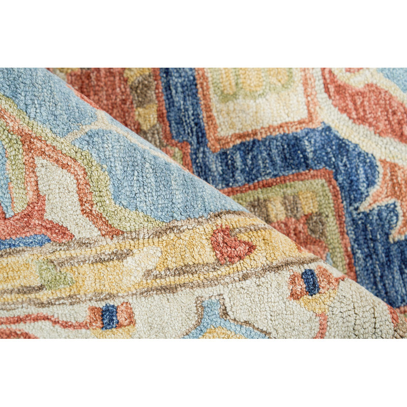 Exquisite Rugs Richmond Serapi Handmade Hand-Tufted New Zealand Wool On Canvas Beige/Red Area Rug, Rectangle 10' x 14'