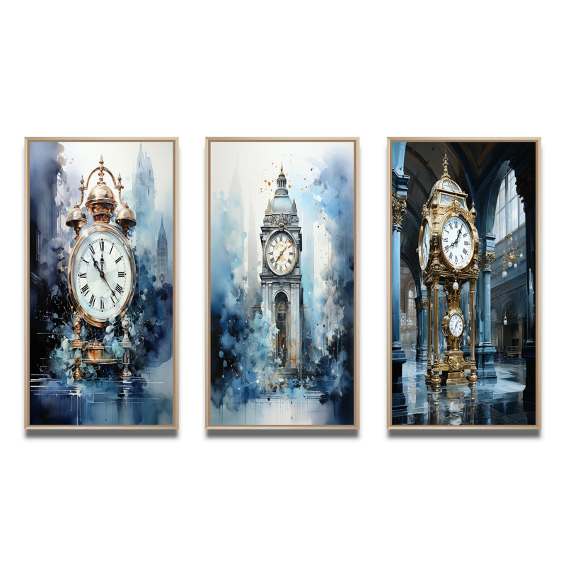 «New York Grand Central Collage», 3 pièces sur toile, Cadre naturel flottant, H 20 po x l 36 po
