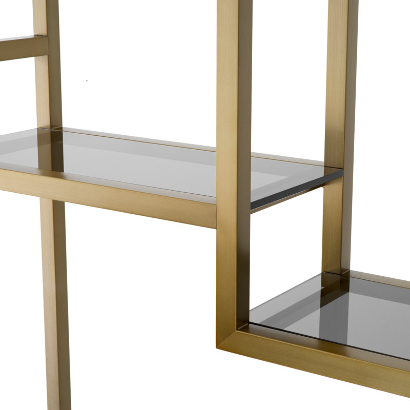 Corrado I Bookcase, Black/Brushed Brass/Smoke