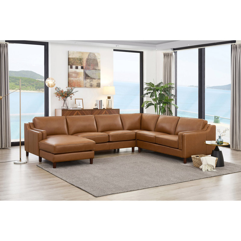 Bella Leather U-Shaped Sectional, Left Hand Facing