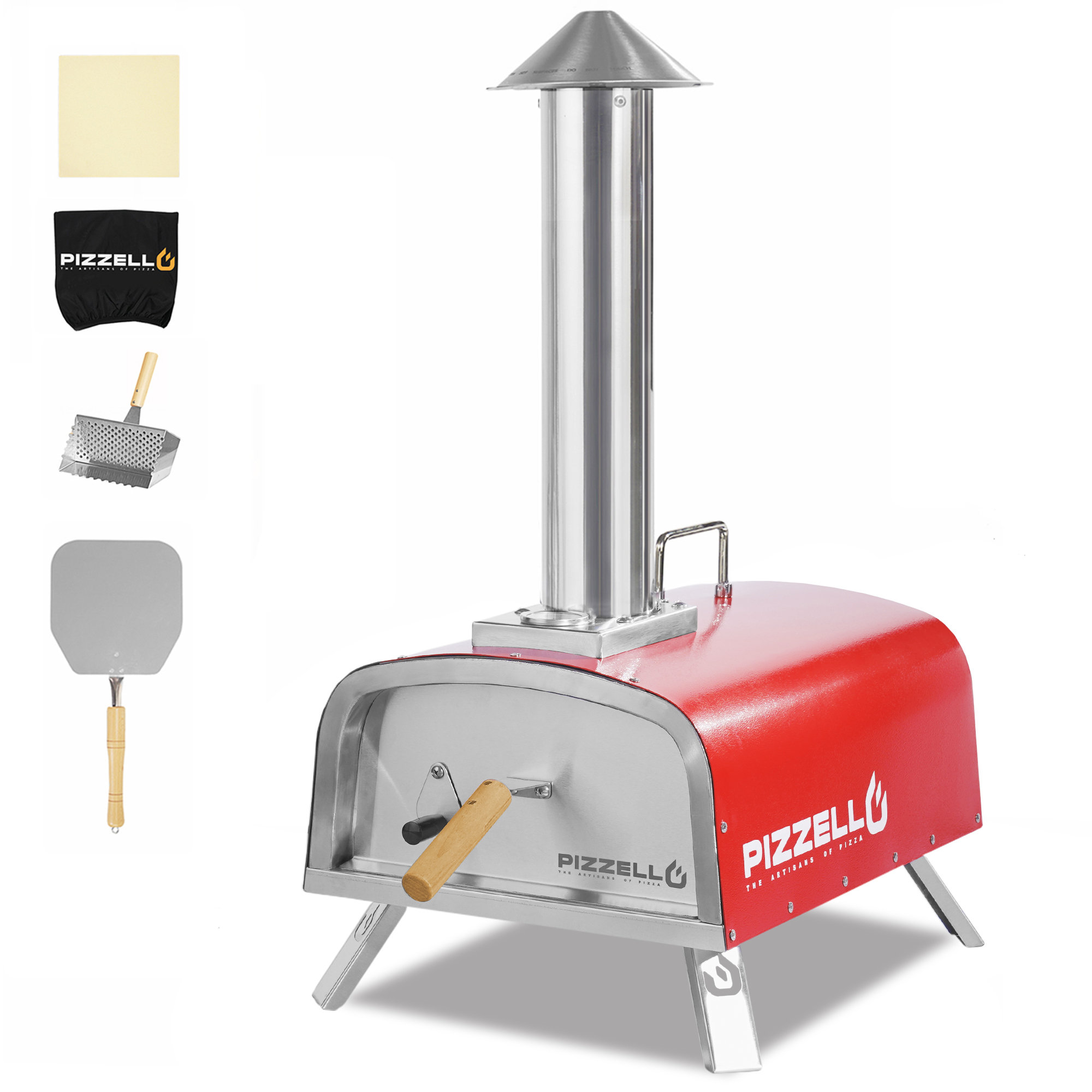 PIZZELLO Portable Pellet Pizza Oven Outdoor Wood Fired Pizza Ovens Included  Pizza Stone, Fold-up Legs, Cover u0026 Reviews | Wayfair