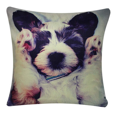 Dezarae Sleeping Puppy Square Throw Pillowcase