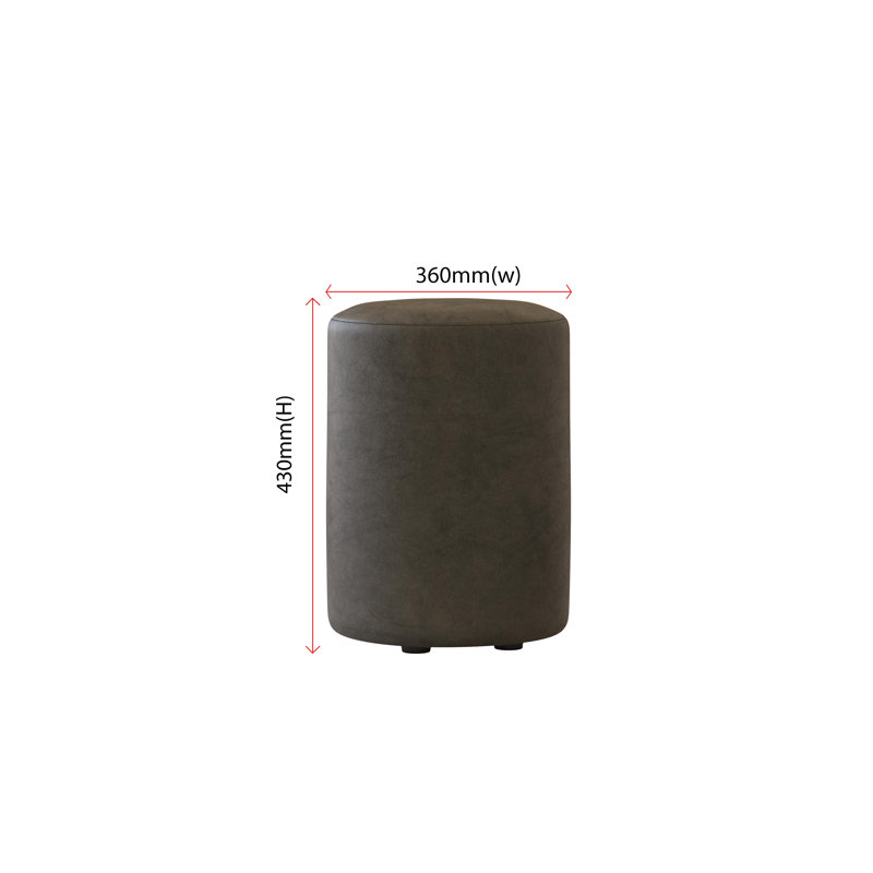 Manufactured Wood Accent Stool, Italian Leather, Graphite Grey