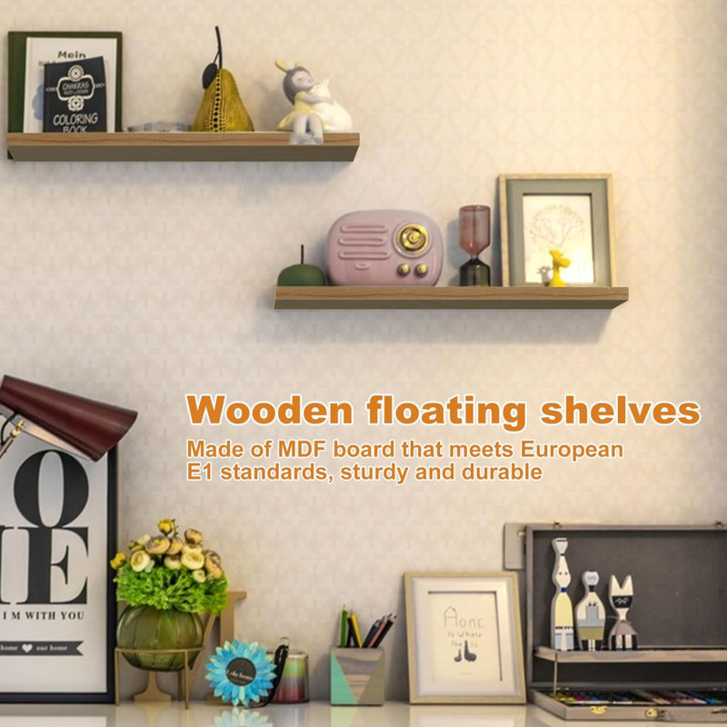 Ragiu 4 Piece Floating Shelf, 40cm x 15cm x 1.6cm, Brown