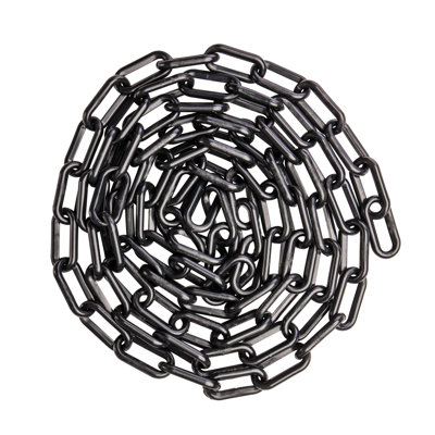 US Weight (Made In USA) 1.5" X 50' Black Plastic Safety Chain Ft. Sunshield UV Resistant Technology