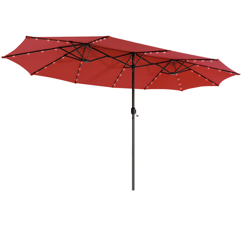 Parasol d'extérieur à DEL 15 pi avec 48 lumières à manivelle Bourgogne, Burgundy
