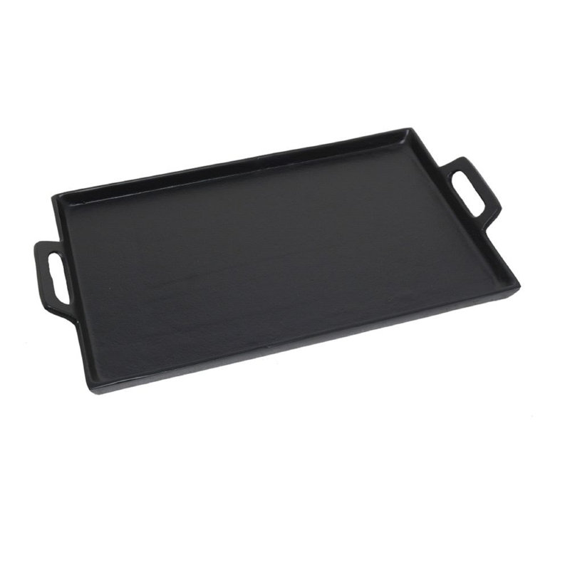 Black Alum. Tray With Handles, 2" H x 10" W x 14" D