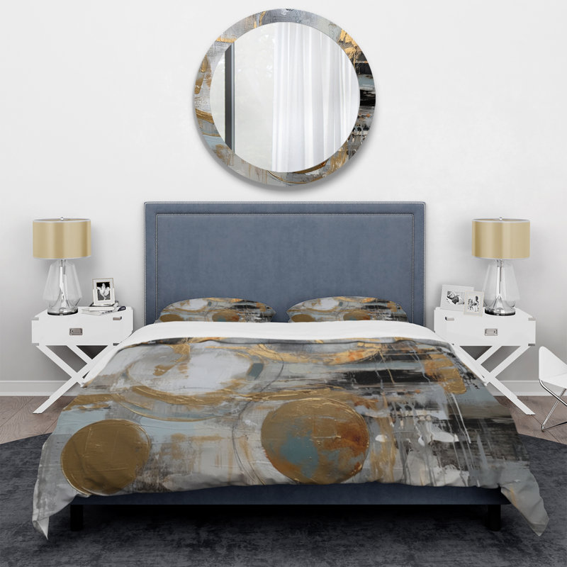 Ensemble de housse de couette en microfibre / polyester doré et gris Radical Simplicity II