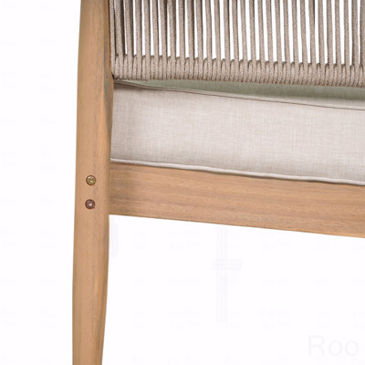Causeuse d'extérieur, finition naturelle en bois d'acacia avec coussin en bois