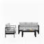 Ensemble de conversation de patio 3 pièces en aluminium 3 pièces, canapé d'extérieur 5 places avec coussins épais gris clair et structure noire et table basse