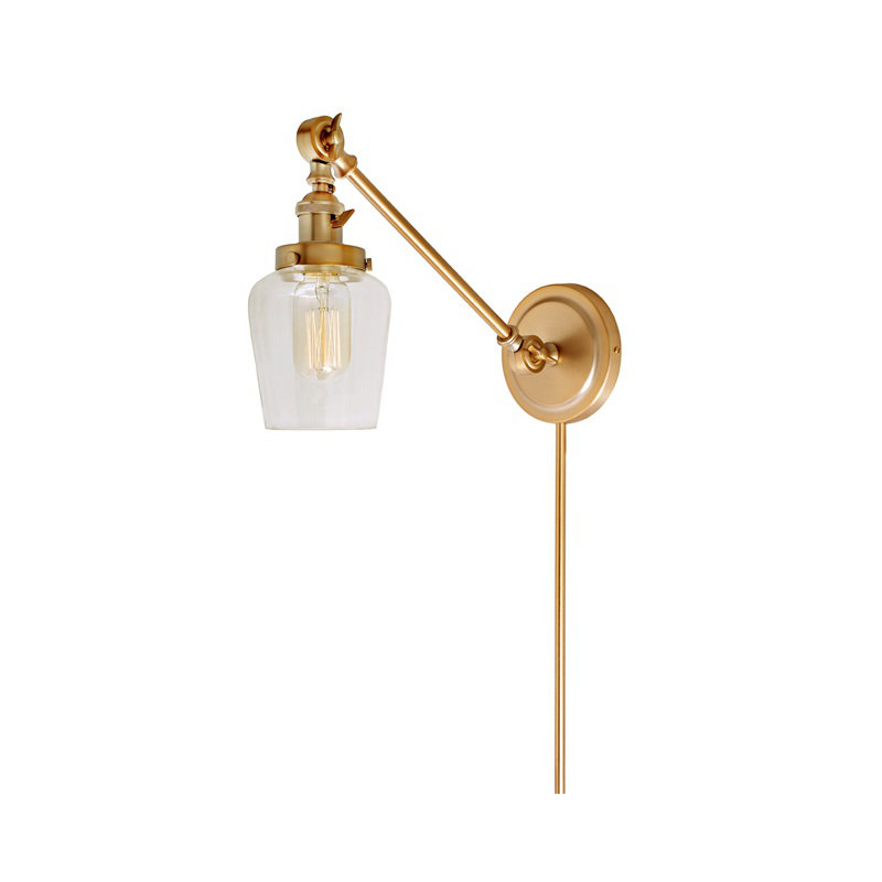 Martucci Swing Arm Sconce, Rubbed Brass