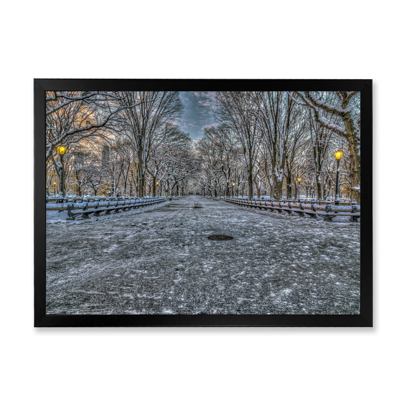 " Central Park New York City " Painting Print, Black Closed Corner Framed, 8" H x 12" W x 1" D