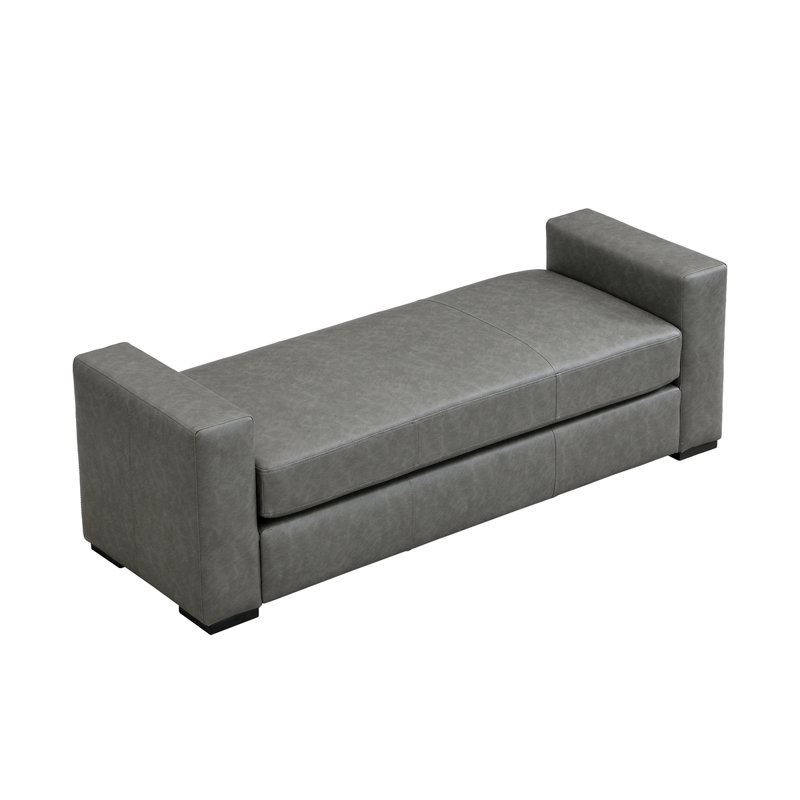 Stylish And Durable Faux Leather Ottoman, Black