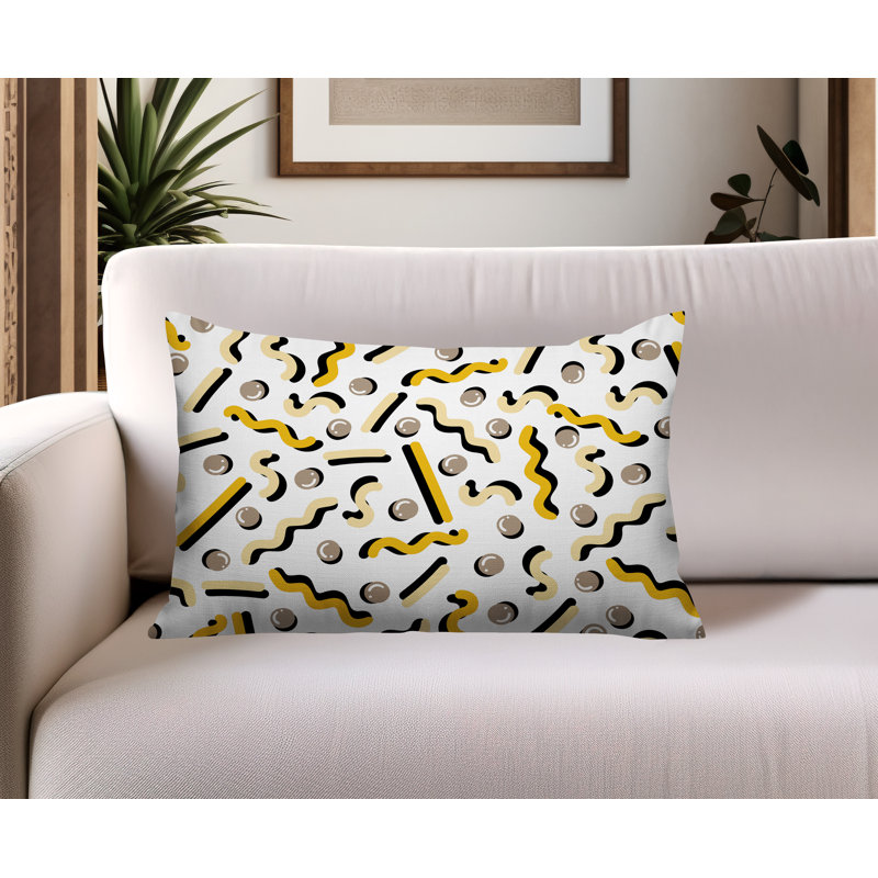 Coussin lombaire intérieur / extérieur Voxa, Rectangle H 14 po x l 20 po, Jaune