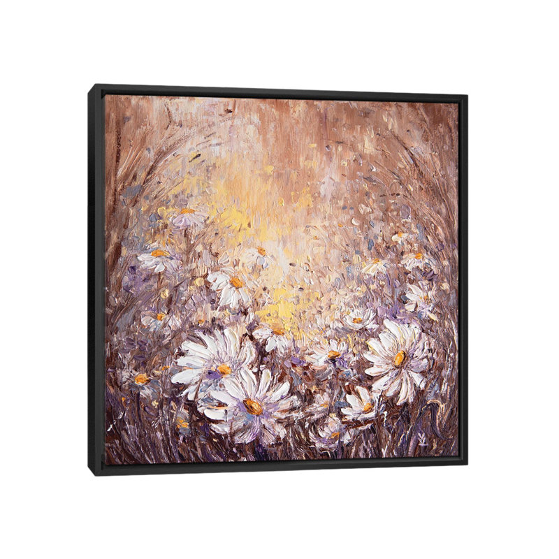 Daisies by Vlada Koval - Painting on Canvas, 45.72 cm H x 45.72 cm W, Black Framed