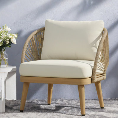 Chaises d'appoint durables en bois d'acacia avec corde tissée à la main, charme de patio moderne