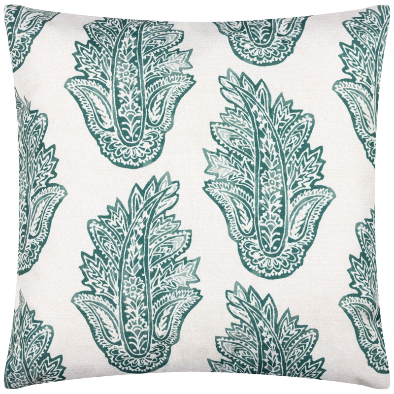 Kalindi Paisley Indoor / Outdoor Floral Square Cushion, Teal