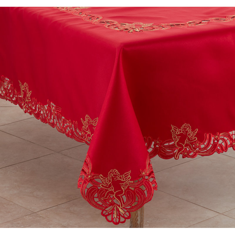 Tryston Cupid Design Tablecloth, 69" x 69", Red