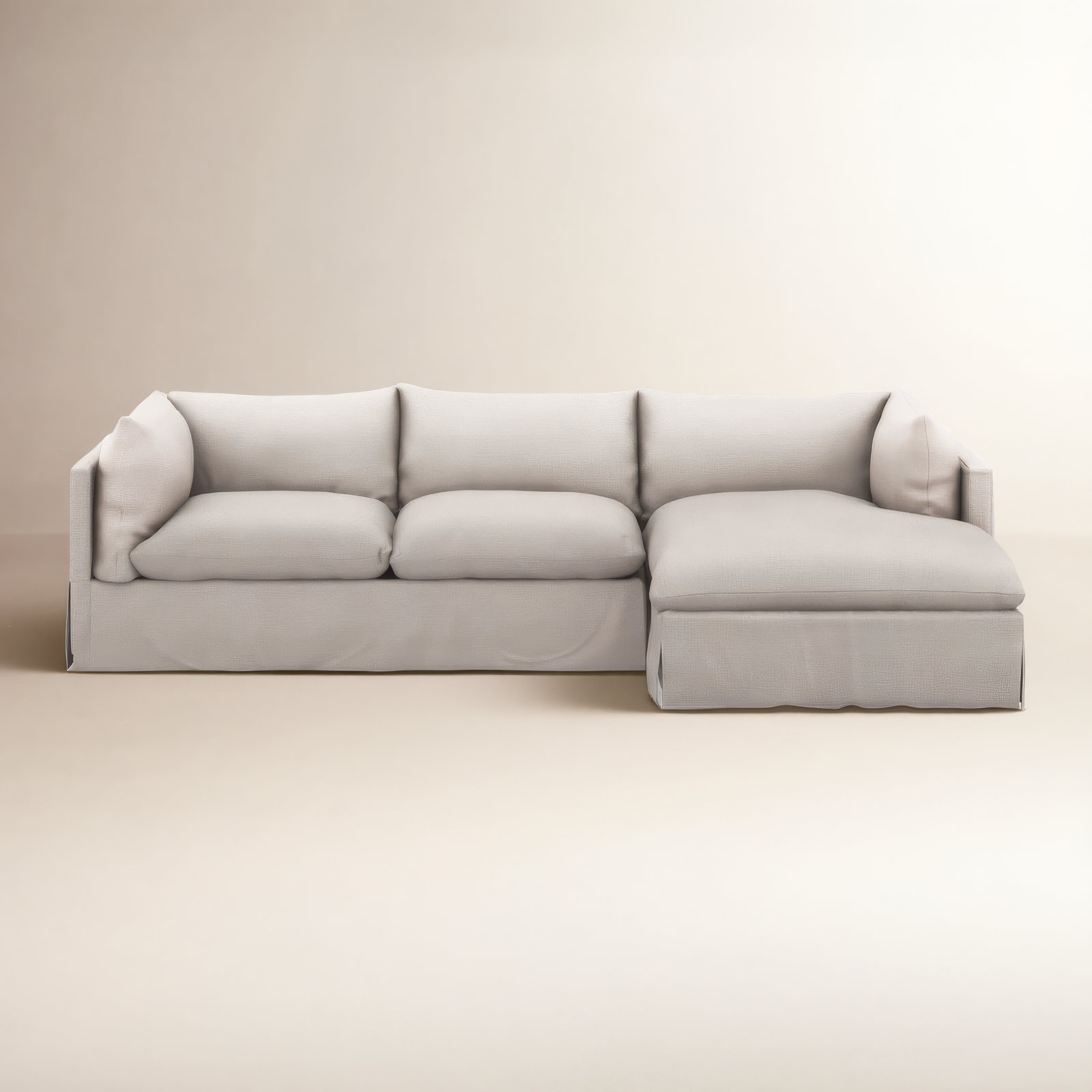 Zuri Slipcover Chaise Sectional, Right Hand Facing, Bennett Moon Polyester Blend, 31.5" H x 133" W x 67" D