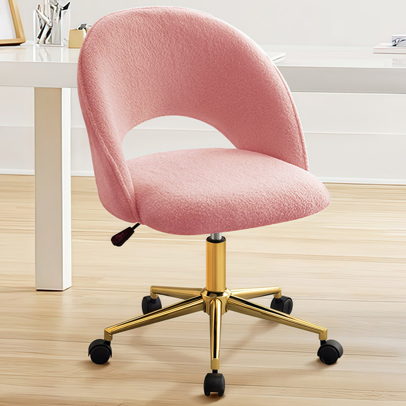 Chaise de travail rembourrée à hauteur ajustable, Tissu éponge rose