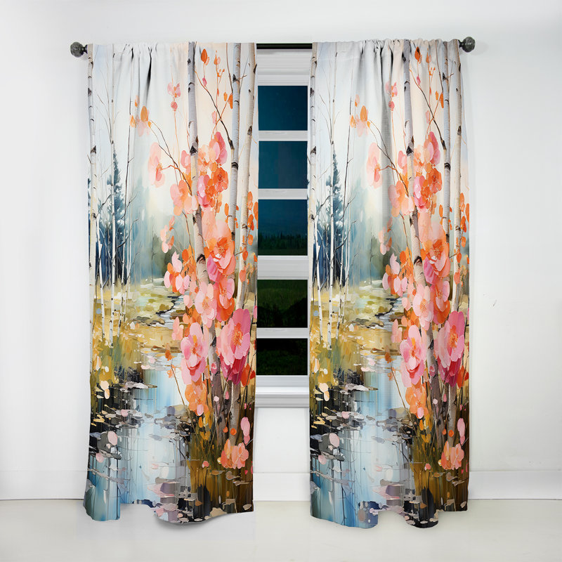 Timurs Birch Woods Spring Awakening VI - Traditional Curtain - Velvet Room Darkening - 1 Panel, 52" W x 95" L