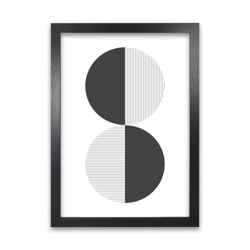 Black And White Geometric Circles - Print, 59cm H x 42cm W x 3cm D, Black Frame