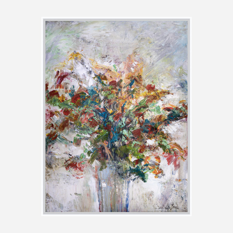 Floral - Artist Enhanced Canvas Print, 24" H x 20" W x 1.75" D, White Framed Canvas