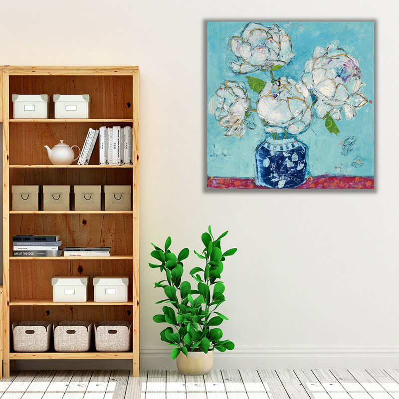 Vase de pivoines - reproduction d'art sur toile, H 20 po x l 20 po