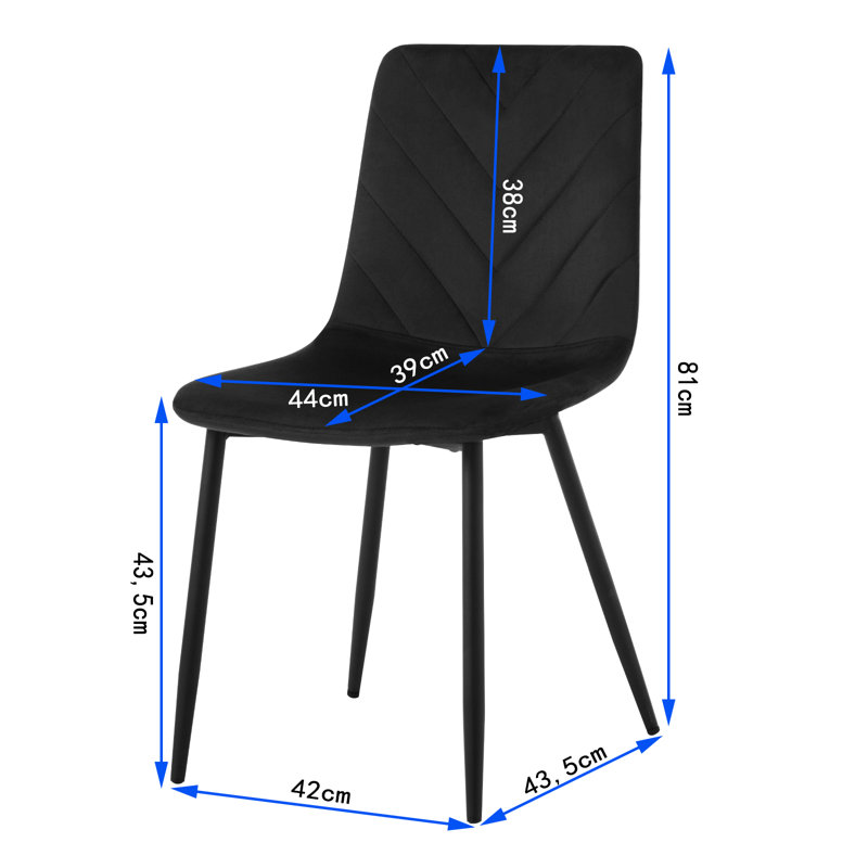 43.5cm H Velvet Upholstered Side Chair, Black