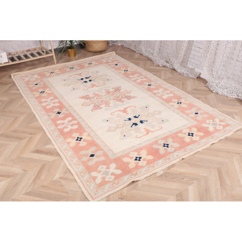 Handcrafted Turkish Anatolian Rug - Ideal for Nursery or Living Area in Cool Beige Tones