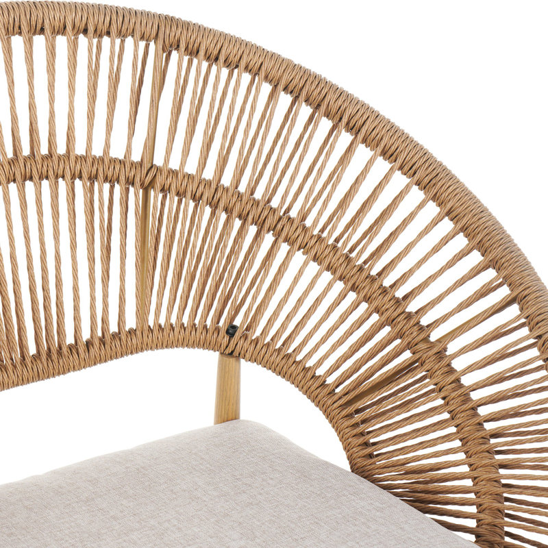 Ensemble de 2 chaises de salle à manger en osier Cyril, Coussin beige / structure brun clair