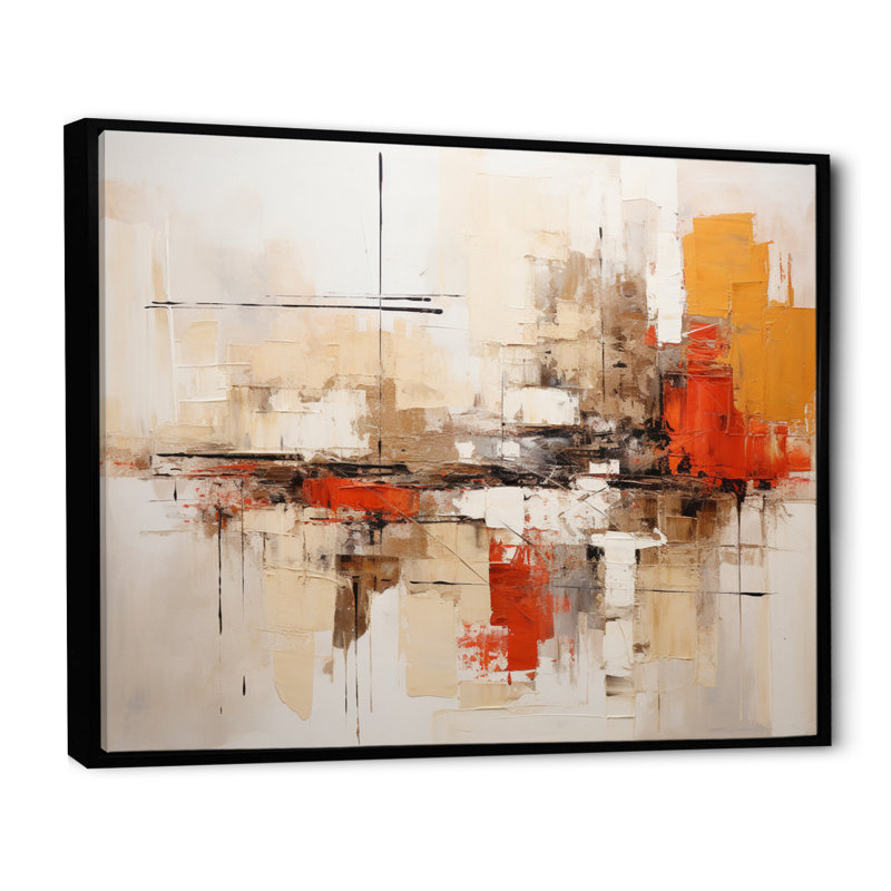 «Jahdani Autumn Collages II», reproduction sur toile, H 24 po x l 32 po x P 1 po, Cadre flottant noir