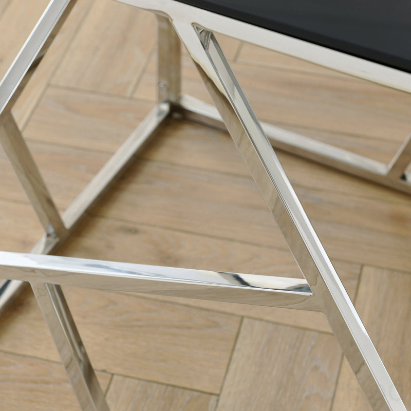 Table basse moderne moderne, plateau d'appoint en verre trempé, Chrome chrome