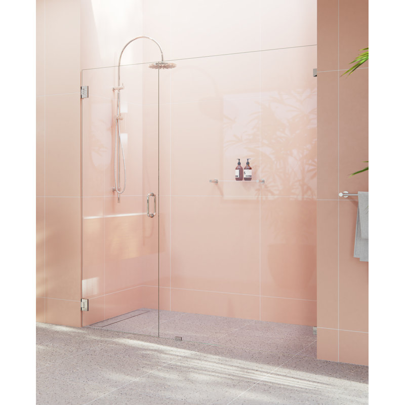 Illume 65.5 in. x 78 in. Fully Frameless Wall Hinge Shower Door, Polished Nickel