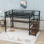 Lit mezzanine avec bureau et escalier de rangement, lumières DEL et ports USB-1141556511
