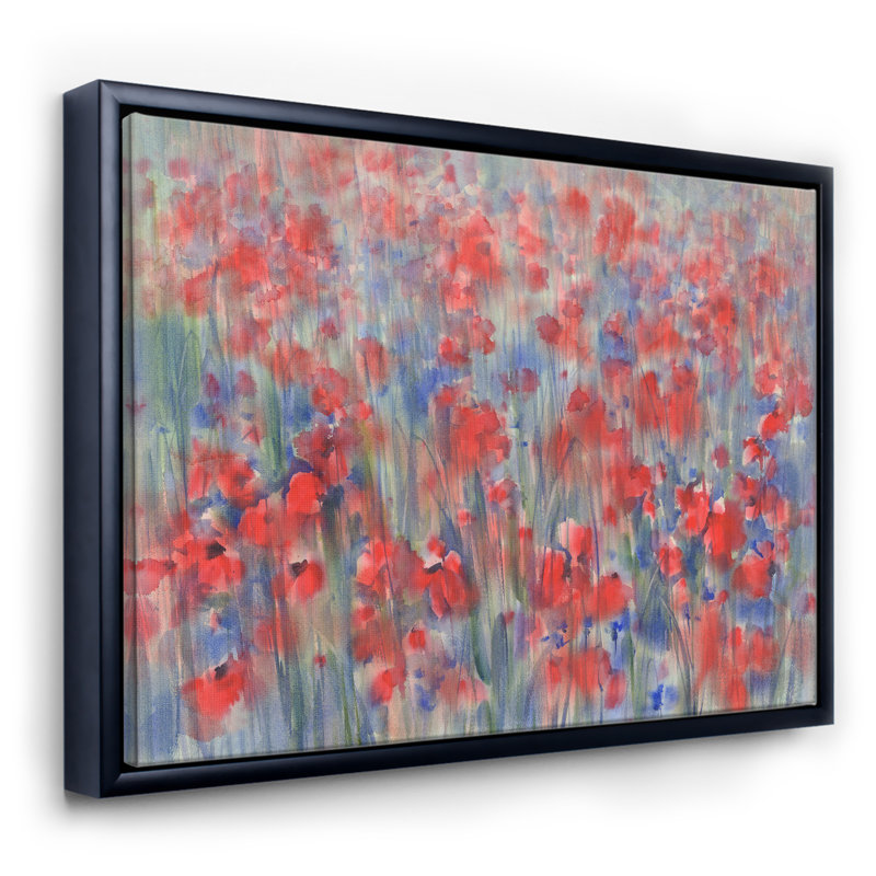 «Poppy Flower Fields Forever I», reproduction d'art sur toile, H 12 po x l 20 po x p 1 po, Toile encadrée noire