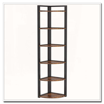 70.87" Tall 6-Tier  Corner Bookshelf Storage Shelf For Living Room  Office