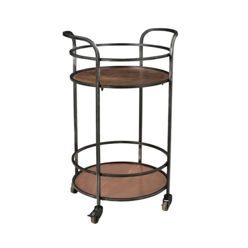 Chariot-bar avec desserte avec chariot de service Webster 2 tablettes en cuivre pur