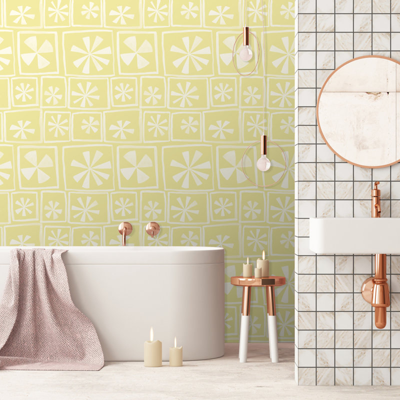 Susan Hable Floral Wallpaper Roll, Yellow