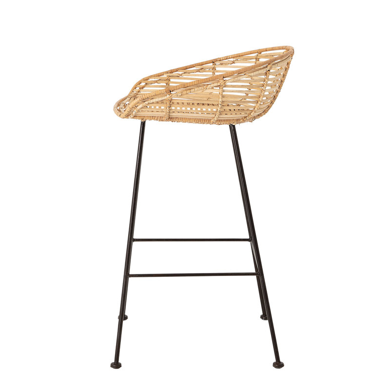 Tabouret de bar tissé en rotin et en métal Stella