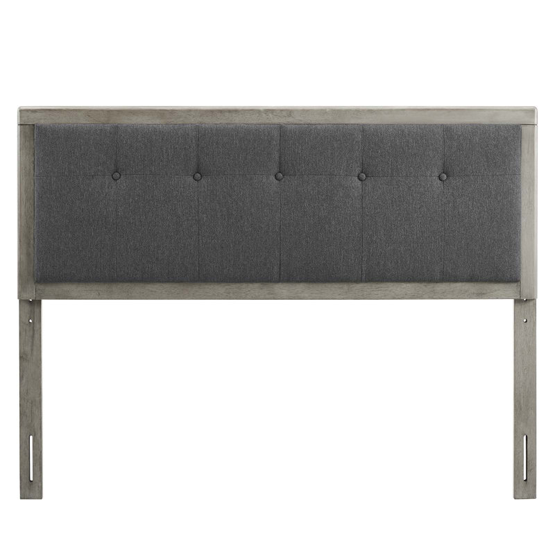 Draper Tufted Fabric and Wood Headboard, Gray/Charcoal, Twin
