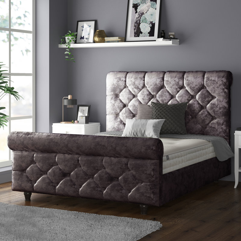 Bella Vista Upholstered Bed, Double (4'6), Amethyst