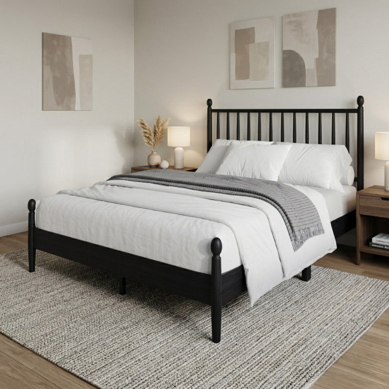 Downey Queen Platform Bed, Black, Queen