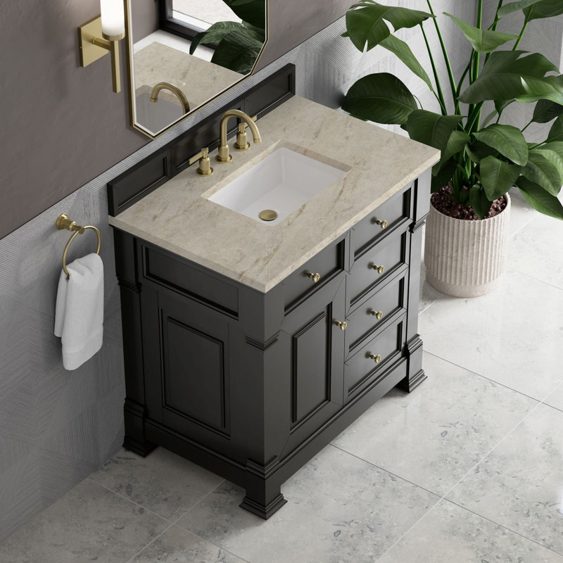 Brookfield 36'' Single Bathroom Vanity with Top, Widespread, Pecan, Siberian
